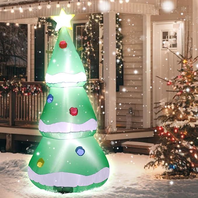 4FT Inflatable Christmas Tree with LED Lights, BlowUp Christmas Decoration for Indoor/Outdoor Yard, Includes Air Blower, Festive Xmas Decor for Home, Party, Lawn, Easy Setup Christmas Ornament