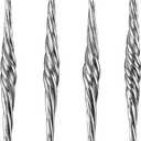 Red Co. Set of 4 Decorative 7 Silver Glass Twist Icicle Hanging Christmas Tree Ornaments