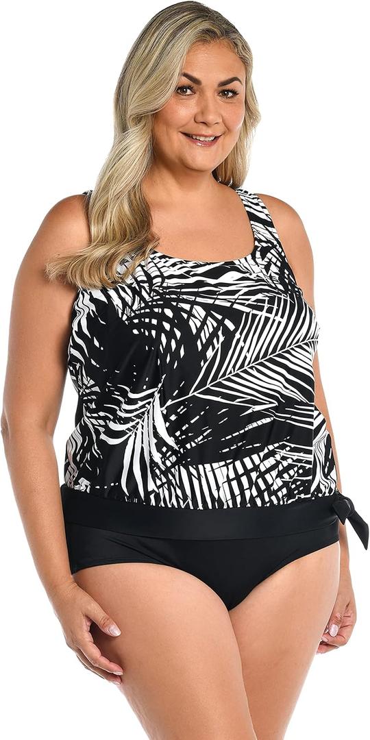 Maxine of Hollywood Women's Side Tie Scoop Neck Banded Tankini Swimsuit Top (14)