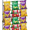 Geelin Carnival Party Potato Chip Rack Table Decor Concessions Sign and Display Stand with 60 Clips Countertop Snack Holder for Bags Metal Storage Candy Rack Christmas for Birthday Party