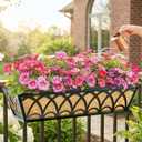 30 Inch Railing Planter Box Window Boxes Planters - 4 Pack Deck Railing Planter Boxes with Adjustable Brackets Coco Liners Balcony Planters Railing Hanging for Window Flower Boxes Outdoor Garden Decor