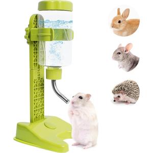 VANNON Pet Standing Water Dispenser Top Fill Dog Water Bottle Dispenser with Stand Leakproof Pet Slow Water Bottle for Small Animals, 13oz, BPA Free, Adjustable Height, Green