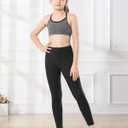 Stelle Girls Leggings with Hidden Pocket for Kids Dance Yoga Athletic Pants (Black, S)