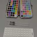 Grabie 100 Colors Watercolor Paint Set - 50 Regular, 35 Metallic, 10 Macaron and 5 Fluorescent Colors - Portable with Carrying Case, Water Brush Pens, and Accessories - For Beginners and Professionals