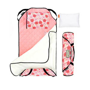 Urban Infant Tot Cot Kids Nap Mat - Toddler Preschool Daycare Bedding Cover with Blanket and Pillow - Poppies