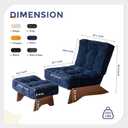 MAXYOYO Accent Chair with Ottoman Adjustable Backrest, Tufted Living Room Chair Upholstered Lounge Chair with Footrest Set, Modern Chair Cozy Reclining Chair for Reading Room, Navy, Large