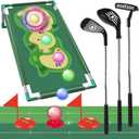 OKYUK Kids Golf Clubs Set, Golf Game with Golf Cornhole, 10 Golf Ball, 3 Golf Club, Upgraded Outdoor Indoor Exercise Game for 3 4 5 6 7 8 9 Year Old Boys Girls
