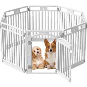 Corralito para mascotas con puerta para perros, corralito plegable para cachorros y perros pequeos, 8 paneles, fcil de montar, fcil de almacenar para interiores y exteriores (8 paneles)