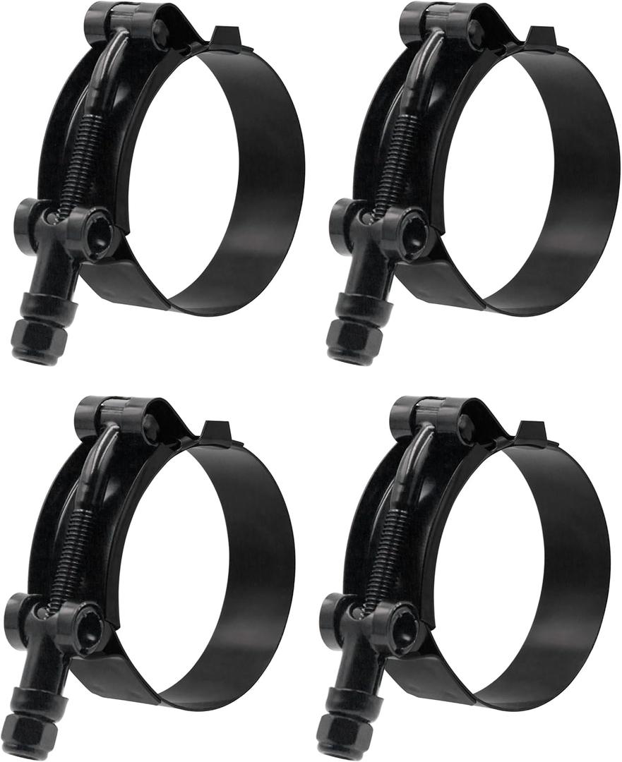ISPINNER 4 Pack 1.25 Inch Stainless Steel T-Bolt Hose Clamps, Clamp Range 41-46mm for 1.25" Hose ID (Black)