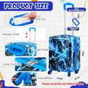 Redbaker 17 Inch 6 Pcs Kids Luggage Set Kids Rolling Luggage Double Pattern Suitcase for Boys Girls (Blue, Lightning Style)