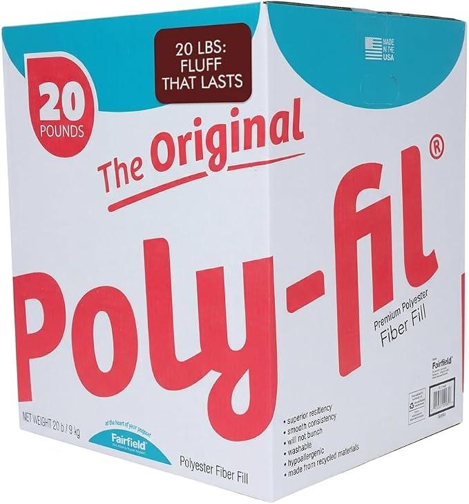 Fairfield Original Poly-Fil Polyfill, Premium Polyester Fiber Fill, Soft Pillow Stuffing for Couch Pillows, Stuffing for Stuffed Animals & Crochet Animals, Machine Washable, 20 lb Box