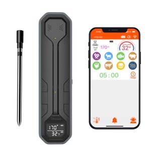 Wireless Meat Thermometer  Digital Cooking Thermometer with Wireless Probe  500Ft Remote Range Food Thermometer  with iOS & Android Read App -Preprogrammed Temperatures for BBQ, Oven, Grill (Slate)