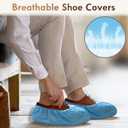 DclobTop Shoe Covers Disposable Non-Slip for Indoors - 100Pack(50 Pairs) Thick Breathable Boot Covers, Extra Large size Shoe Protector Covers Fits Up To 112 US Men and 13 US Women Size,Blue | Breathable non-woven fabric soft, quiet, floor-friendly
