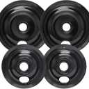 COZZIVITA Black Stove Burner Drip Pans for Electric Stove Top  318067051 5304430150 Perfectly Fit Frigidaire Kenmore Electric Range  10% Energy Save by Enamel Spraying 2 x 6 in, 2 x 8 in