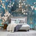 Vintage Flower Bird Wallpaper Magnolia Floral Wallpaper Mural Living Room BedroomNot Peel and Stick