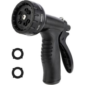 Garden Water Hose Nozzle ABS Water Spray Nozzle with 10 Spray Modes Suitable for Watering Plants, Iawns and Gardens, Car Washing, Cleaning, Showering Pets and Outdoor Fun, Black
