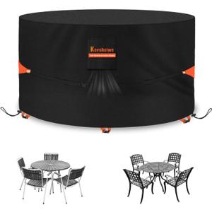 Kovshuiwe 74" Dia x 28" H Round Patio Furniture Covers Heavy Duty Waterproof 600D Oxford Fabric Outdoor Lawn Patio Table Covers (Black)