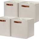 DULLEMELO Baskets For Organizing, Cube Storage Bins 12x12 Storage for Toys, Books and Clothes, Foldable Storage Bin for Office, Home, Shelves, Closets Organizing(4 Pack - 12" Beige)