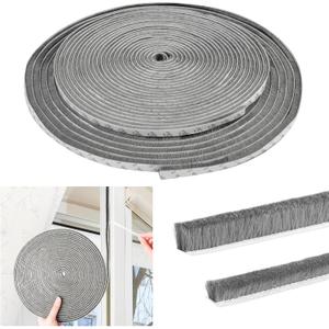 succulentlovers 66 Ft Self-Adhesive Door Soundproofing Strip - 2PCS Brush Weather Stripping Door Seal Includes 0.35" & 0.2" Thick Window Seal Strip Sound Proofing for Door & Window