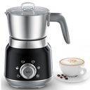 6in1 Electric Milk Frother and Steamer with Detachable Cups, Automatic Cold and Warm Foam Maker for Lattes/Cappuccinos/Hot Chocolate, Dishwasher Safe Black