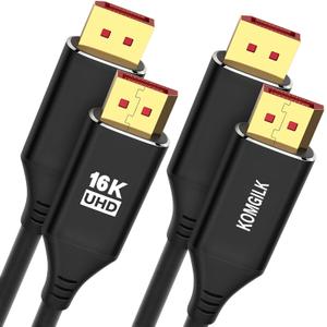 16K 8K Displayport Cable 10FT 2Pack, High-Speed DP Cord CL3, 8K@60Hz, 4K@144Hz, Support 40Gbps, High Refresh Rate for Gaming Monitor, Laptop, HBR3, HDR, Graphics Card 4090,7900, PC (10Feet)