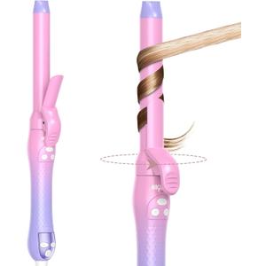 Rotating Curling Iron, Beach Waves Hair Curler Automatic Rotating, Best Curling Iron for Thin Fine Hair (Pink)