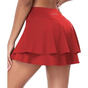 EARKOHA Women Tennis Skort Athletic Golf Skirt High Waisted Layered Running Skirt Built-in Shorts with 2 Pockets (Medium)
