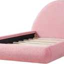 Merax Twin Bed Frames with Arch Shaped Headboard, Pink Fleece Cloud Upholstered Bed Frame, Twin Floor Bed Frame with Solid Wood Slats, No Box Spring Required, Noise-Free, Easy Assembly