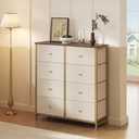 Sweetcrispy 8 Drawer Fabric Dresser, Tall Storage Tower for Bedroom, Khaki, 31.5"D x 11.8"W x 36.4"H
