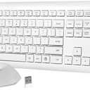 Wireless Keyboard and Mouse Combo, 2.4G Lag-Free Full Size Keyboard with Quiet Low Profile Concave Keys and Adjustable DPI Optical Mouse, Long Battery Life for PC, Windows, MAC Laptop (White)