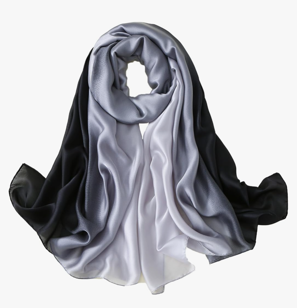 Silk Feeling Scarf,Smooth Gradient Scarf Stripe Lightweight Sun-proof Shawl Wrap Headscarf for Women Spring Summer