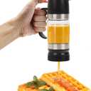 Honey Dispenser No Drip with Base, 11.83OZ Glass Honey Jar pot with Handle, Syrup Dispenser for Coffee or Tea, Mess Free Honey Dispenser for Honey and Syrup, Honey Container (Black, 350ml)