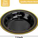 bUCLA 60 Pack Black Plastic Bowls with Gold Rim - 12 oz Plastic Soup Bowls Disposable for Wedding, Party, Gathering & Graduation