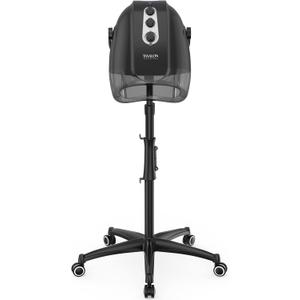 TASALON Ionic Hooded Hair Dryer, Gray - Professional Bonnet Hair Dryer for Home and Salon with 3 Temperature Settings, Portable, Lightweight, Adjustable Height and Wheels, 1000W, 120V AC, 60 Min Timer