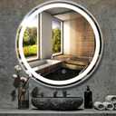 24" Round LED Wall Mount Vanity Mirror, 3 Color Dimmable, Anti-Fog, Aluminum, Modern, Bathroom, 1 Pc, 24 Inches