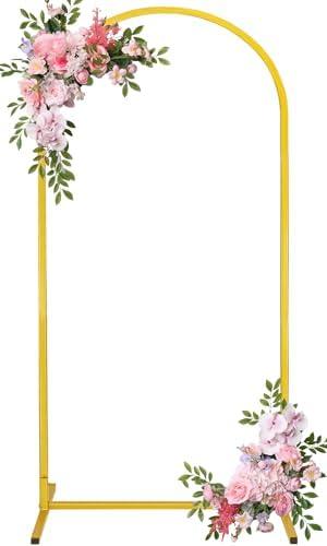 Fivenl Arch Backdrop Stand 5FT Balloon Arch Stand Stable Gold Wedding Arch Frame Metal Arch Backdrop Stand for Wedding Ceremony Birthday Party Bridal Baby Shower Banquet Decoration