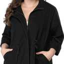 Agnes Orinda Women's Plus Size Anorak Jacket Lightweight Utility Drawstring Waist Casual Outfits Jackets with Pockets (3X, Black)