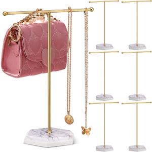 Kathfly 6 Pcs Gold Necklace Holders 10.24'' Tall Necklace Display Stand Elegant Jewelry Holder Small for Women Bracelets Earrings Rings