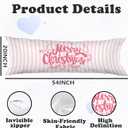 Pink Striped Christmas 20x54 Body Pillow Cover with Zipper,Merry Christmas Decor,Coquette Preppy Pink Bow Xmas Striped Decorative Long Hug Pillow Cases for Bed Couch