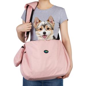 Ownpets Pet Dog Sling Carrier Bag Adjustable Padded Strap Dog Hand Free Safe Mesh Pet Carrier for Small Medium Dog Cat (Pink)