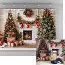Kate 10x6.5ft Christmas Tree s Backdrops for Photography Xmas Santa Socks Background White Fireplace Background Celebrate Holiday Party Portrait Studio Backdrop