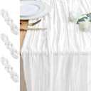 3PCS Table Runner Cheesecloth 10FT Ivory Boho Gauze Cheese Cloth Rustic Sheer Table Runners for Wedding Bridal Baby Shower Party Decoration