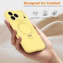 with Magnetic Invisible Stand Phone Case for iPhone 17 Pro Max, Silicone Compatible with Magsafe Military Grade Full Camera Protection Phone Covers for Women Men, Creamy Yellow