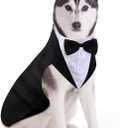 Weewooday Dog Tuxedo and Bandana Set Dogs Formal Tuxedo Pet Wedding Party Suit Wedding Bow Tie Shirt for Birthday Costumes(Cute Style,Large)
