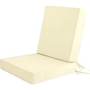 Outdoor Chair Cushions Set of 2, Waterproof Patio Chair Cushions 19x19x3 in for Outdoor Furniture, Outdoor Seat cushions with Non-slip Bottom, Fade Resistant Removable Cover with Handle, Milk Apricot