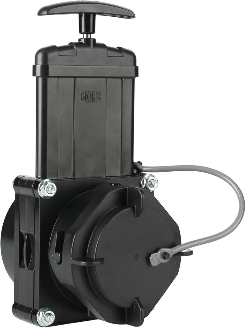 RV Gate Valve 3-Inch Hub to 3-Inch Lug with Cap Glue on 3" PVC Sewer Pipe with Cement UV-Resistant Plastic Made(1Pack) Black(8051)