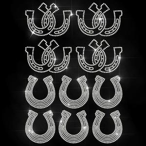 MAYJOYDIY Horseshoe Rhinestone Iron on Transfer Animal Heat Transfer Decal Single & Intersecting U-Shaped Hufeisen Hot-fix Rhinestone Transfers Diamond Iron on Stickers for Shirt Bag Hat Jacket Jeans