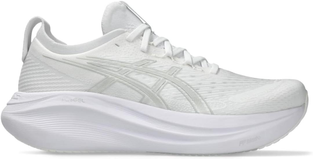 ASICS Men's Gel-Nimbus 27 Running Shoe (9, White/Glacier Grey)