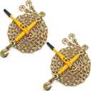 KJE (2) Ratchet Chain Binders 5/16" -3/8" Grade 70 + (2)5/16"10' Chains, Heavy Duty Chain and Ratcheting Binder Set WLL 5,400 Lbs, Suitable for Tie Down, Hauling, Towing