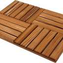 Utoplike Teak Wood Bath Mat, Wooden Shower Mat for Bathroom, 24 x 16 inch Non Slip Wood Floor Sturdy Mat for Inside Shower Luxury Spa Home or Outdoor